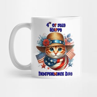 Cat in patriotic hat and scarf Mug